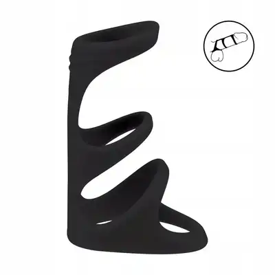 Levelz -  3 Loop Silicone Cock Ring. Silikonowa nakładka na penisa z potrójnymi ringami. Mega stymulacja