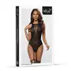 Softline - Bodystocking 2040 O/S Black - Zmysłowy bodystocking z dekoltem w kształcie litery V.