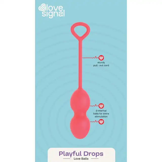 Love Signal - Playful Drops Love Ball - Silikonowe kulki gejszy do ćwiczeń mięśni kegla. Uroczy design!