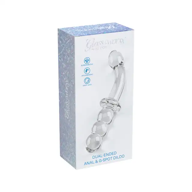 ToyJoy - Glass Worxx - Dual-Ended Anal &amp; G-spot Dildo - Eleganckie dwustronne szklane dildo analne i do punktu G. Wykonane z wysokiej jakości szkła borokrzemowego!