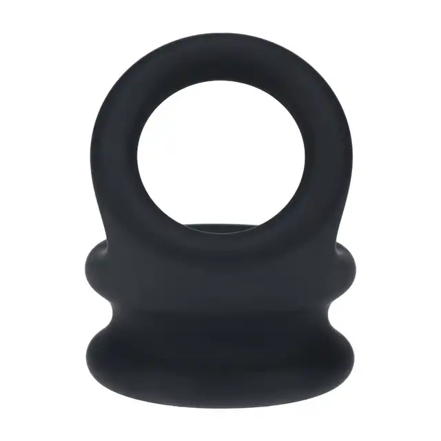 Levelz - Wide Double O Silicone Cock Ring L. Czarny silikonowy ring na jądra i penisa o ergonomicznej konstrukcji