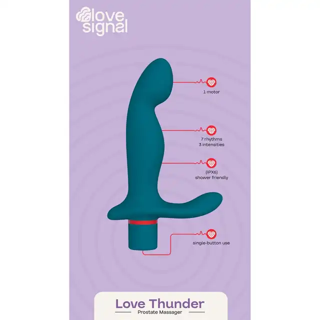 Love Signal - Love Thunder Prostate Massager - Profilowany masażer prostaty, 7 trybów wibracji, wodoodporność IPX6.
