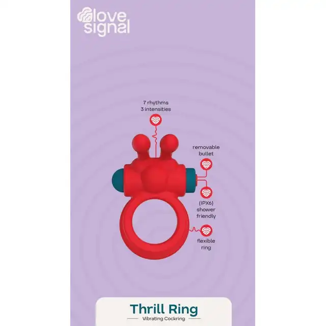 Love Signal - Thrill. Dwupierścieniowy wibrujący ring erekcyjny, przyjemność dla dwojga.