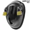 Addicted Toys Locked - Keyless Restraint Penis Cage - Pas cnoty dla mężczyzn o konstrukcji Shell z dwoma kłódkami i wymiennymi ringami.