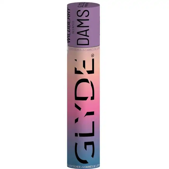 Glyde - Wildberry Scented Dams. Zestaw 4 maseczek oralnych o zapachu jeżyny