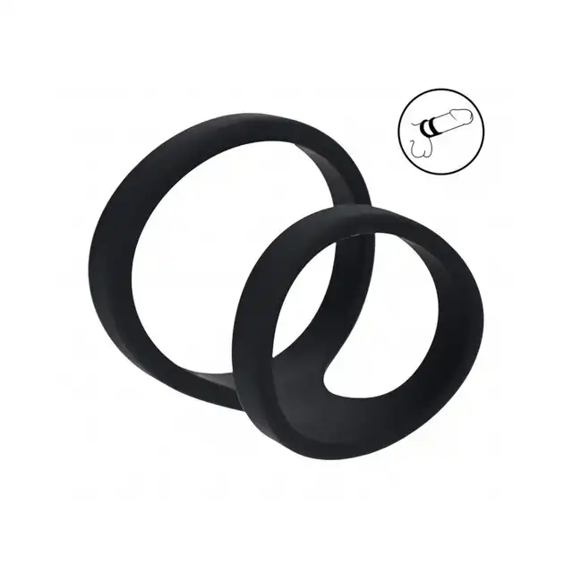 Levelz -  2 Loop Cock Ring. Silikonowy ring na penisa z podwójną pętlą o średnicy 5 cm