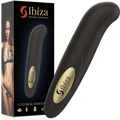Ibiza -  Clit Stimulator USB. Elegancki czarno-złoty mini wibrator do łechtaczki z 10 trybami 