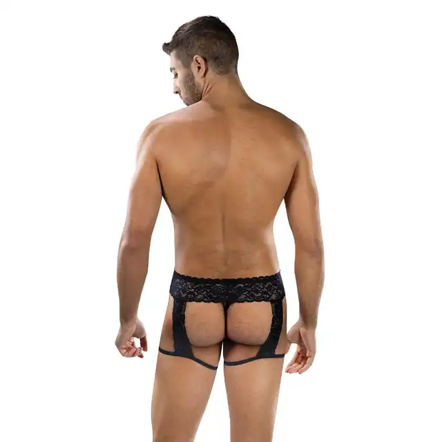 Envy Menswear - Midnight Stride Garters Black, OS - Męski pas do pończoch o odważnym designie. Elastyczne, wygodne, w rozmiarze uniwersalnym.