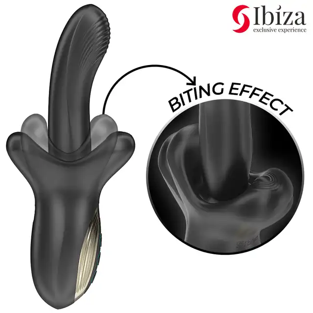 Ibiza - Push &amp; Bite. Niesamowity czarny  ruchomy wibrator z efektem pchania i gryzienia! Mega doznania!