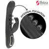Ibiza – Vibrating Rabbit with Pulsation. Mega czarny wibrator z 3 stukającymi kuleczkami oraz mocnym masażerem łechtaczki