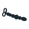 Levelz – Beaded Silicone Anal Probe with Double Loop. Długie czarne koraliki analne z wygodną rączką