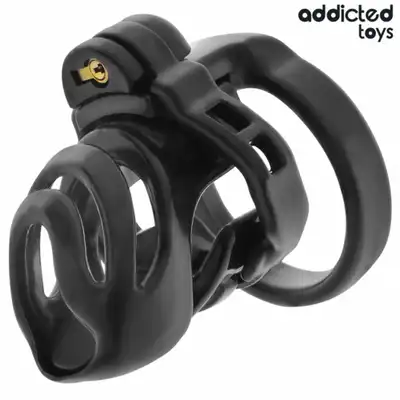 Addicted Toys - Eternal Lock Penis Cage 9 cm - Pas cnoty dla mężczyzn z podstawą do stymulacji cewki moczowej. Wymienne pierścienie i klucze w zestawie.