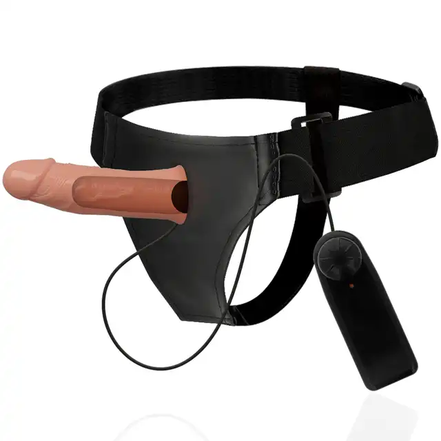 Harness Attraction - Gregory. Męski strapon z wibracjami, przedłużka z uprzężą 16,cm 