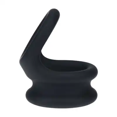 Levelz - Wide Double O Silicone Cock Ring L. Czarny silikonowy ring na jądra i penisa o ergonomicznej konstrukcji