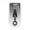 Levelz - Silicone  Anal Plug with Loop L. Silikonowy czarny wygodny plug w kształcie stożka z pętelką u podstawy