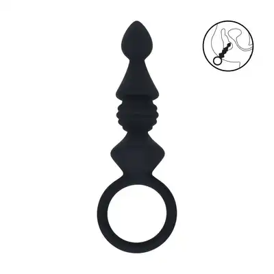 Levelz – Ribbed Anal Probe With Loop. Silikonowa teksturowana wtyczka analna z bezpiecznym uchwytem w kształcie pętli