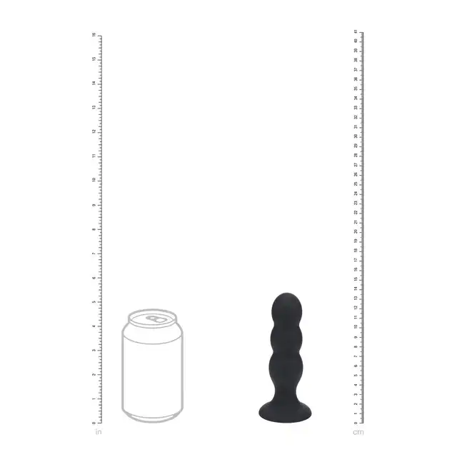 Levelz - Tri Rattle Liquid Silicone Anal Plug L. Czarny teksturowany korek analny z drżącą kuleczką