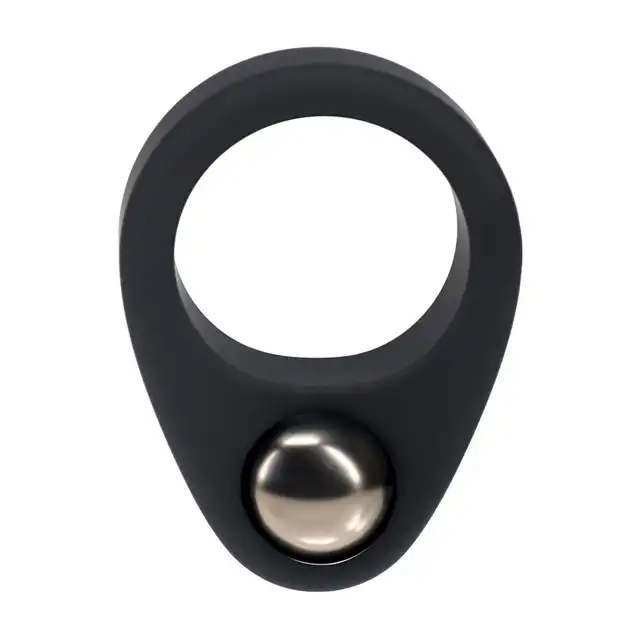 Levelz – Single Weighted Ball Cock Ring. Czarny pierścień erekcyjny z płynnego silikonu z wyjmowalnym ciężarkiem 