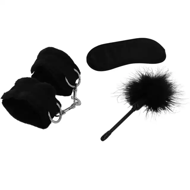 Intense - Fetish Erotic Playset 2. Podstawowy zestaw BDSM maska, kajdanki i kuszące piórko. 