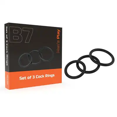 Erospace - B7 Mans play. Zestaw 3 silikonowych ringów erekcyjnych o różnych rozmiarach. 