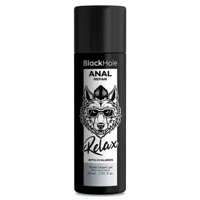 Black Hole - Anal Repair Water Based Relax With Hyaluron 30 ml - Analny lubrykant na bazie wody z kwasem hialuronowym i właściwościami relaksującymi.