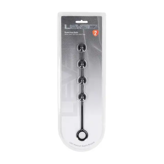 Levelz - Round Silicone Anal Balls S 20 mm. Czarne silikonowe koraliki analne z ergonomicznym uchwytem