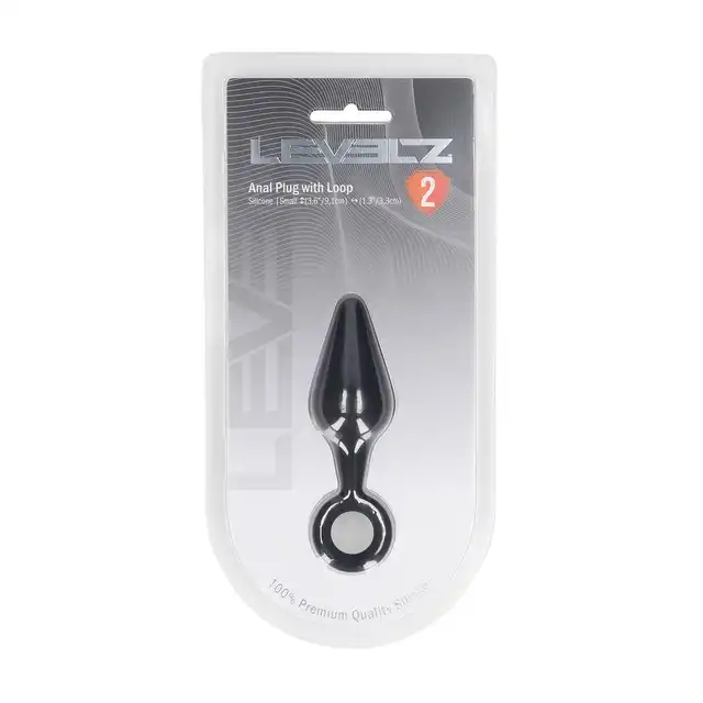 Levelz – Anal Plug With Loop Small. Kompaktowy, stożkowy korek analny z wygodną silikonową pętlą w formie uchwytu