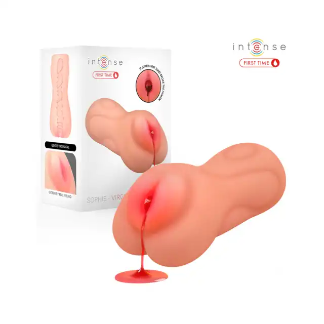 Intense - First Time – Sophie Virgin Masturbator. Dziewicza sztuczna pochwa ze zbiorniczkiem imitującym krew. Symulacja pierwszego razu!