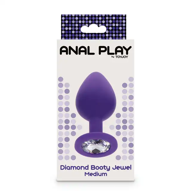 ToyJoy - Anal Play Diament M. Fioletowa silikonowa zartczka analna z srebrnym kryształkiem. 