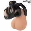 Addicted Toys - Eternal Lock Penis Cage 9 cm - Pas cnoty dla mężczyzn z podstawą do stymulacji cewki moczowej. Wymienne pierścienie i klucze w zestawie.