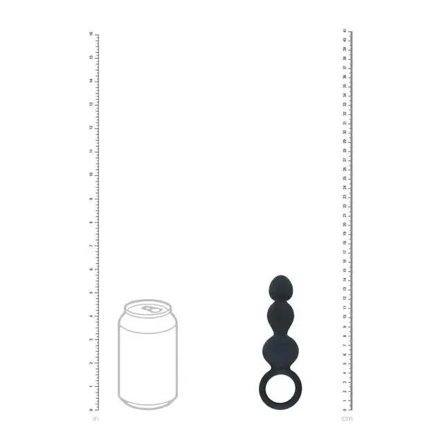 Levelz – Beaded Anal Probe With Loop. Czarna silikonowa wtyczka analna segmentowana i mocno stymulująca