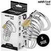 Addicted Toys Locked - Iron Cell Metal Penis Cage S - Metalowa klatka na penisa z kłódką w rozmiarze S. Wytrzymała stalowa konstrukcja zapewniająca pewne dopasowanie i pełną kontrolę.