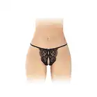 Fashion Secret - Cindy Black OS - Koronkowe czarne figi z otwartym krokiem i uroczymi kokardkami.