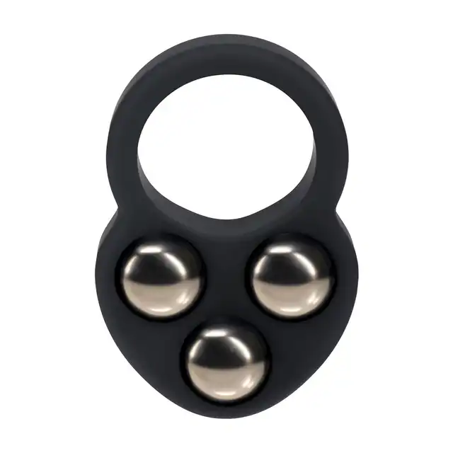 Levelz -  Liquid Silicone Triple Weighted Ball Cock Ring. Silikonowy ring na penisa w kolorze czarnym z 3 obciążnikami 