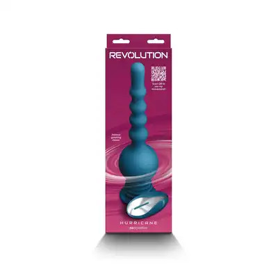 Revolution - Hurricane  Intense Gyrating Motor - Rotacyjny wibrator analny na przyssawce sterowany pilotem i ładowany USB. Nowoczesne koraliki dla odważnych użytkowników!