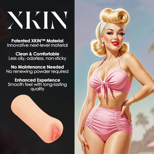 Xkin - Pinup Dolls - Sun Kissed Beach Babe Molly Blowtide - Masturbator w stylu retro, waga 133g. Realistyczna waginka z teksturowanym wnętrzem.