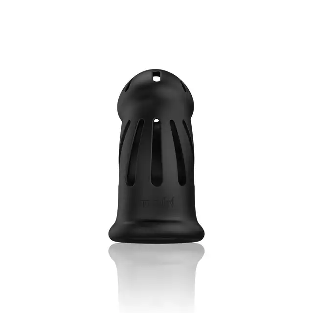 Man Cage - Model 27 - Ultra Soft Silicone Chastity Cage Black - Nowoczesna, silikonowa, czarna klatka na penisa. Długość użytkowa 9,6 cm!