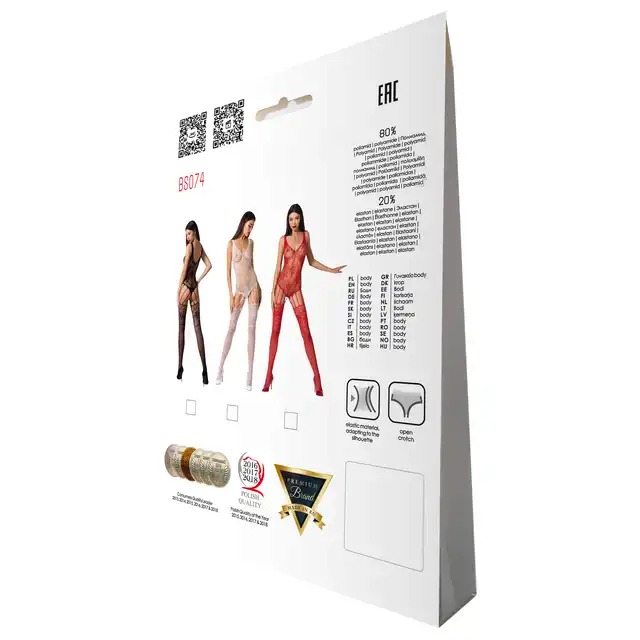 Passion - BS074 White Bodystocking - Zmysłowy biały bodystocking z pończochami w uniwersalnym rozmiarze. Idealny na noc poślubną!