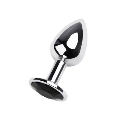 Toyfa – Metal. Korek analny srebrny z kryształem turmalinu 7 cm (czarny)