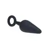 Levelz – Anal Plug With Loop Medium. Wygodny silikonowy czarny korek analny z uchwytem w formie pętli