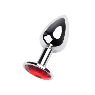 Toyfa – Metal. Korek analny srebrny z kryształem rubinowym 7 cm (czerwony)