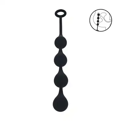 Levelz - Waterdrop Silicone Anal Balls M 30 mm. Silikonowe czarne koraliki analne potęgujące orgazm