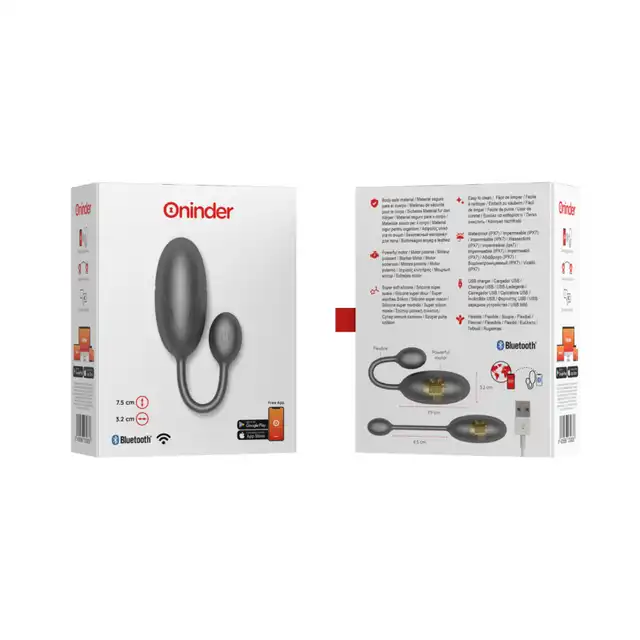 Oninder - Tokyo Vibrating Egg. Czarne wibrujące jajeczko z możliwością sterowania z całego świata! Na aplikację!