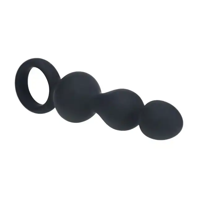 Levelz – Beaded Anal Probe With Loop. Czarna silikonowa wtyczka analna segmentowana i mocno stymulująca