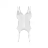 Obsessive - Arrowel White Corset L/XL - Biały gorset z transparentnego materiału. Ultraseksowna bielizna na noc poślubną i nie tylko!
