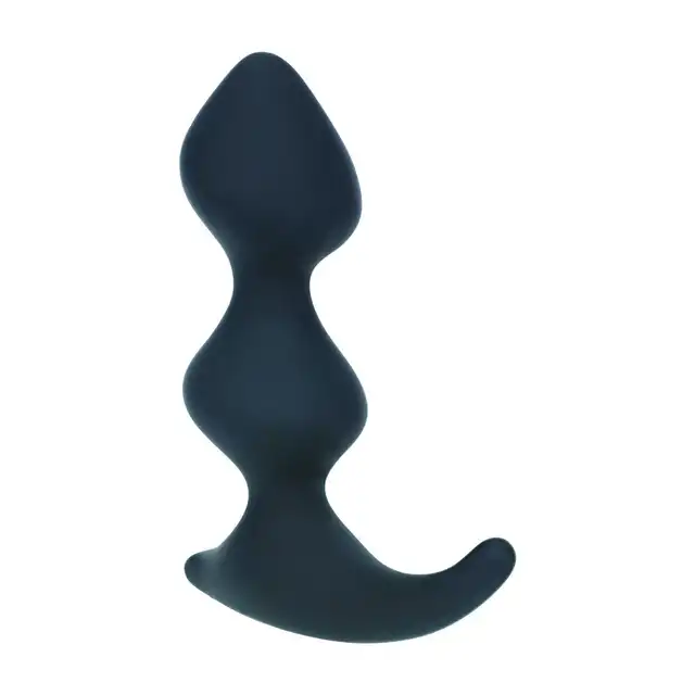 Levelz – Full Double Ripple Prostate Massager. Silikonowy masażer prostaty w kolorze czarnym doskonale dopasowany anatomicznie 