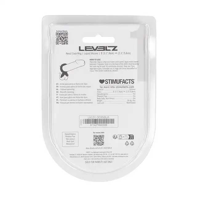 Levelz - Pencil Liquid Silicone Cock Ring. Mocny pierścień erekcyjny wykonany z silikonu w kolorze czarnym 3-5 cm średnicy