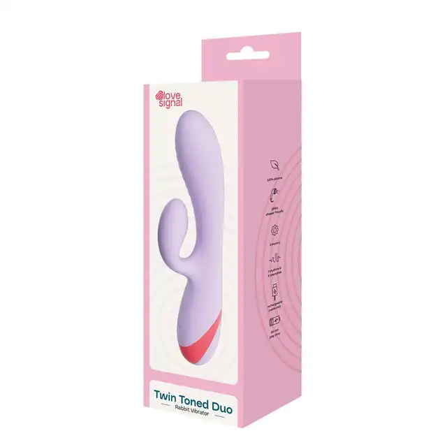 Love Signal - Twin Toned Duo Rabbit Vibrator - Urokliwy wibrator ze stymulacją łechtaczki, 7 trybów wibracji, wodoodporność IPX6.
