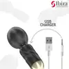 Ibiza-  Pocket Wand Vibrator. Mini czarno-złoty mocny wibrator typu różdżka z elastyczną różdżką 