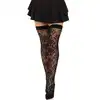 Leg Avenue - Wild Rose Net Thigh Highs - Kuszące samonośne pończochy z motywem róż. Romantyczny kwiatowy wzór i klasyczna kabaretka w wyjątkowo kobiecym wydaniu.